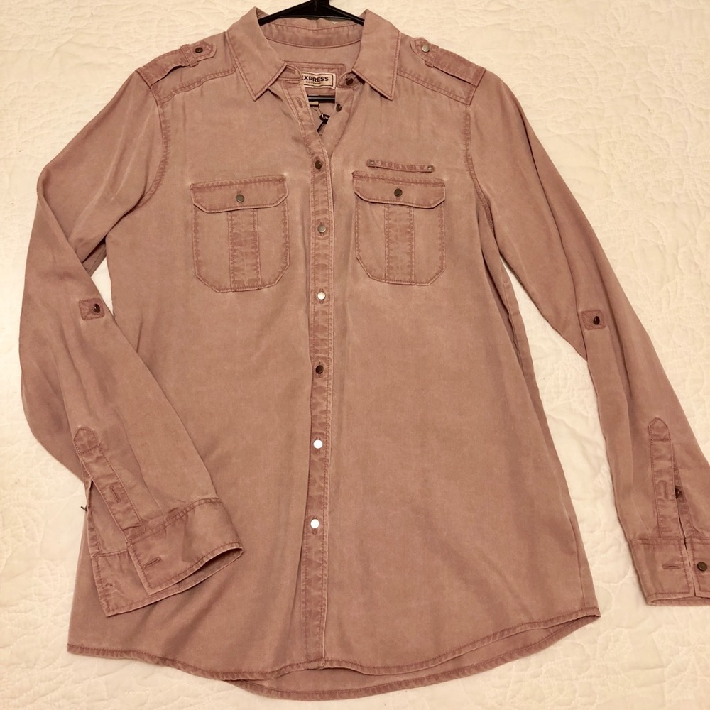 Express Soft Twill Button Down Shirt NWT